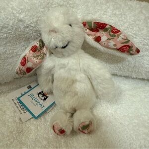 Jellycat White Bunny Plush with Floral Ears